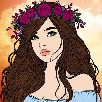 realistic girl with flower crown