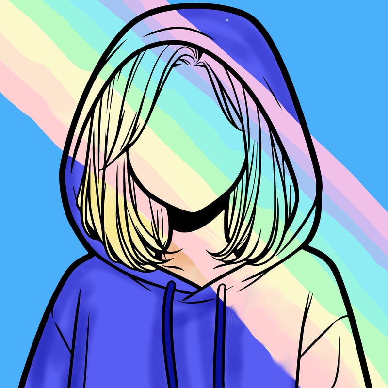 a faceless girl in a hoddie