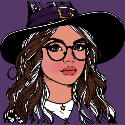 a witch with glasses realistic