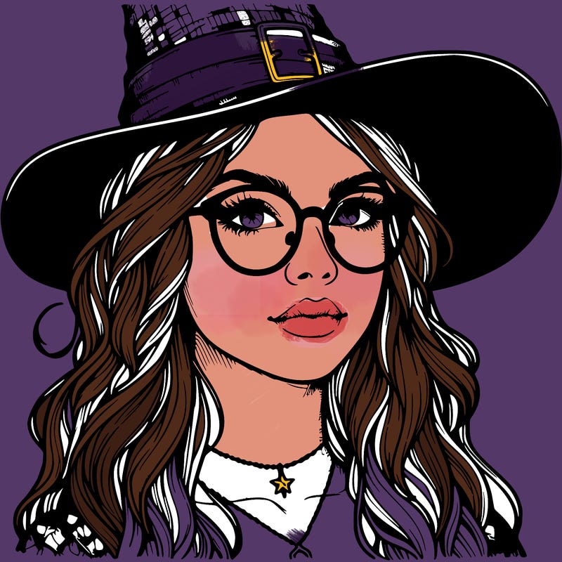 a witch with glasses realistic