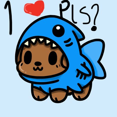 cute dog wearing a shark costume