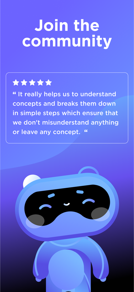 Hyperskill: Learn to Code - Hyperskill app user review with five stars and a blue robot mascot