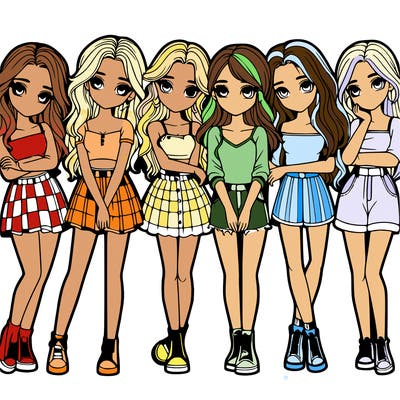 a group of girls realistic