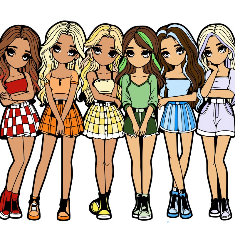 a group of girls realistic