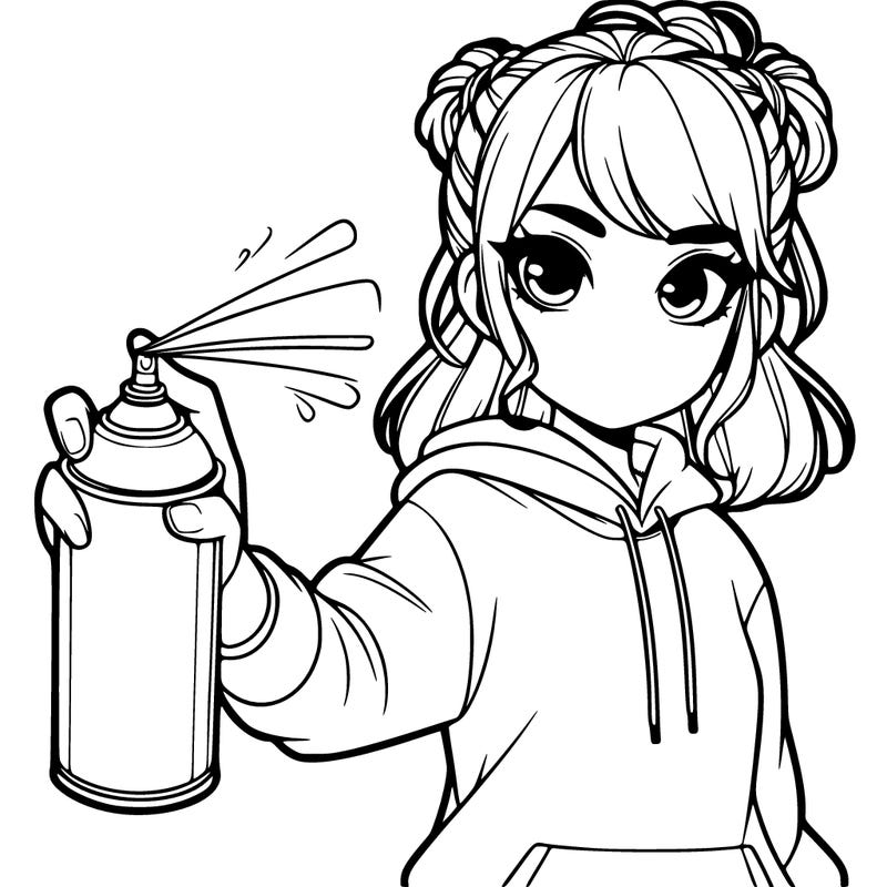 realistic girl is spray painting