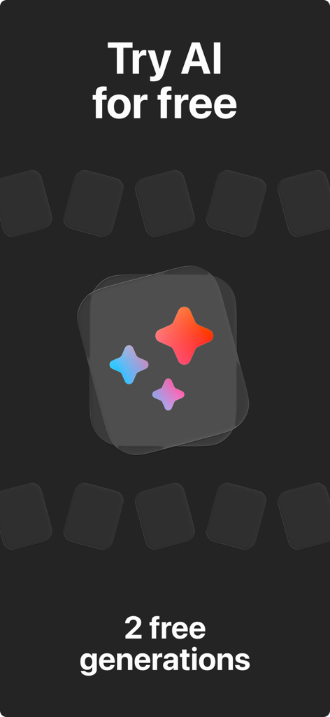 WatchWalls AI: Ultra Walls - Promotion screen showing 2 free AI wallpaper generations for Apple Watch Ultra