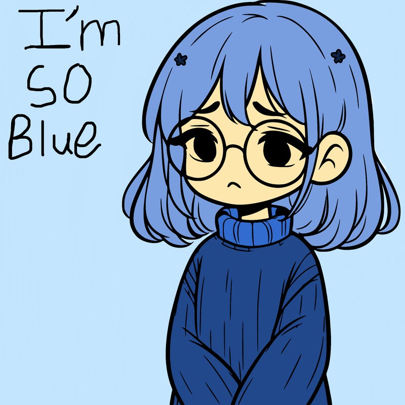 sad girl with glasses in a sweater