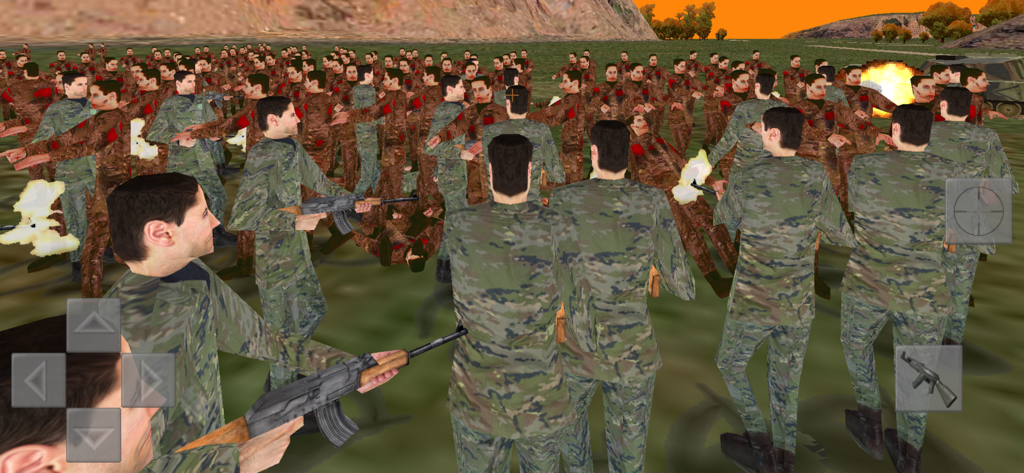 Zombie Battle 3D - A massive battle between army soldiers and a zombie horde in a grassy field