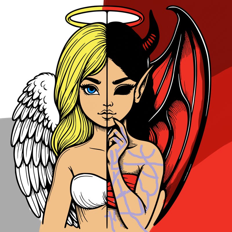 realistic angel half demon