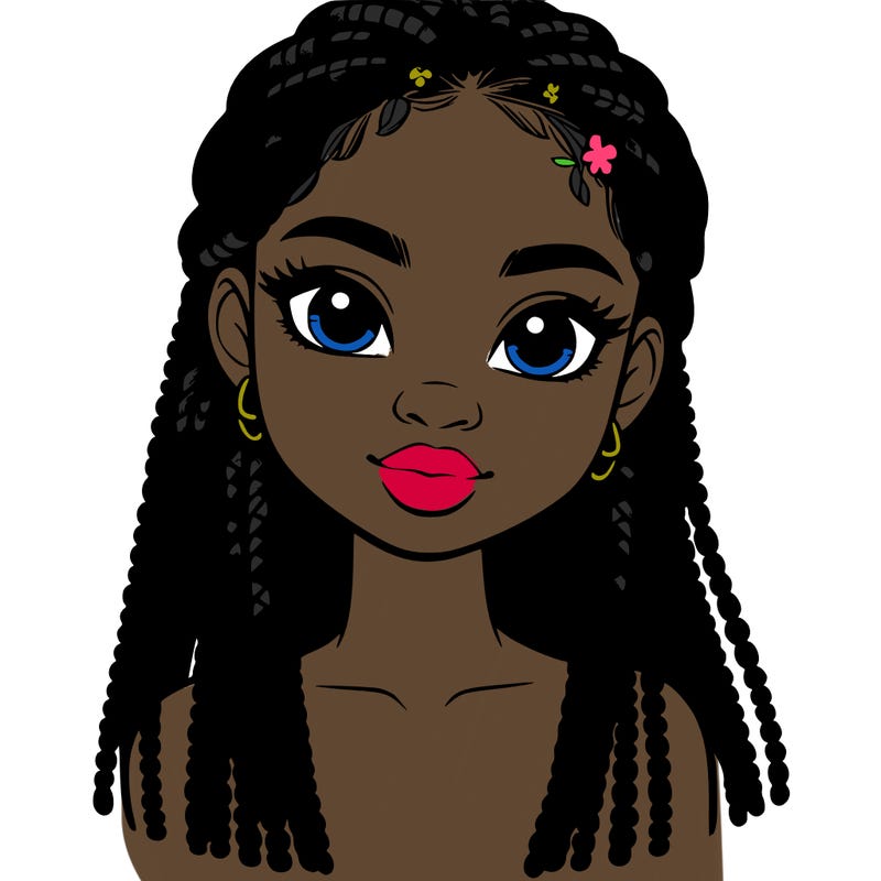 a realistic black girl with braids