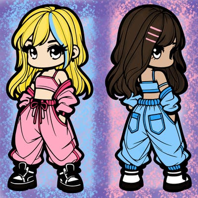 girl in crop top and baggy pants