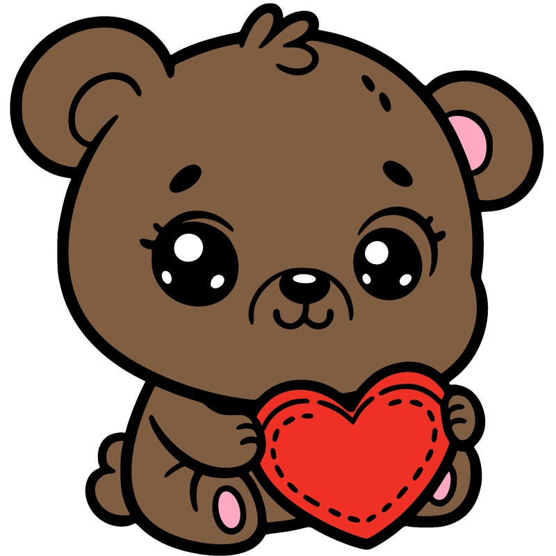 a little bear who's holding a heart