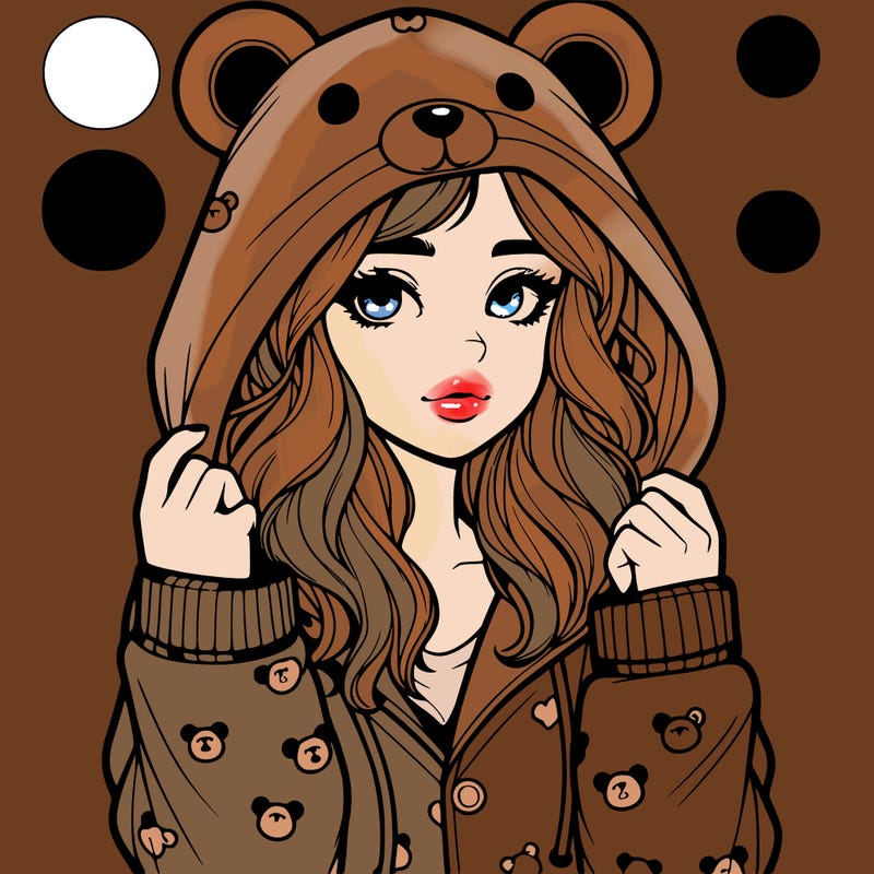 realistic girl in a animal pjs hoodie