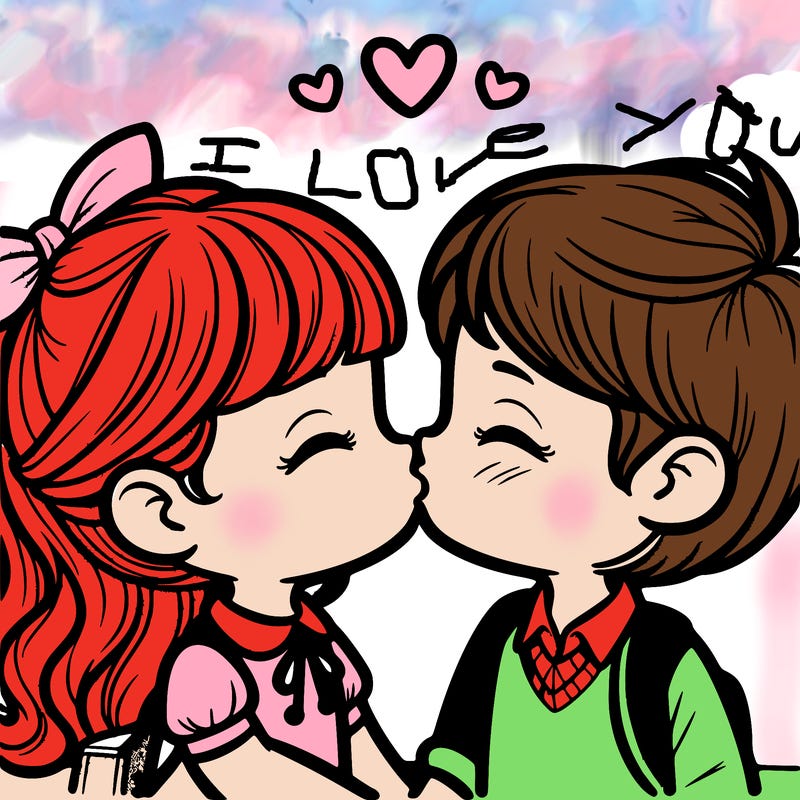 boy and girl kissing