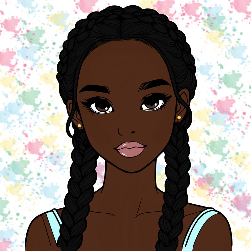 realistic girl with braids