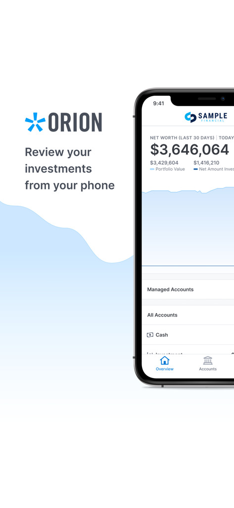 Simplicity Wealth mobile app interface showing portfolio net worth and managed accounts