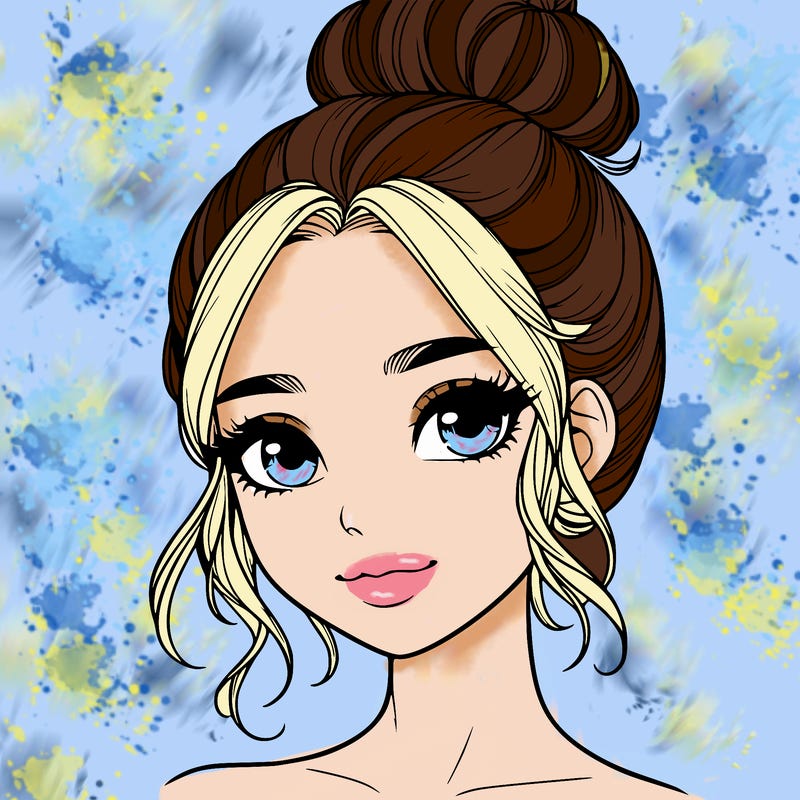 realistic pretty girl with hair in bun
