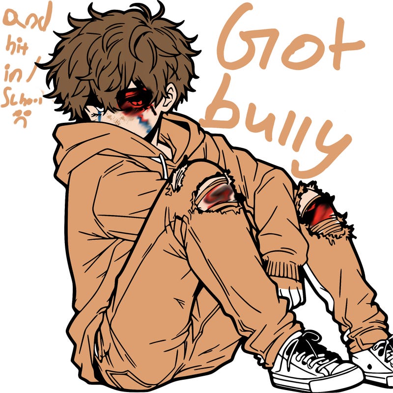 a male hoddie ripped jeans messy hair anime
