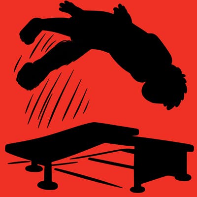 boy doing a backflip off a diving board