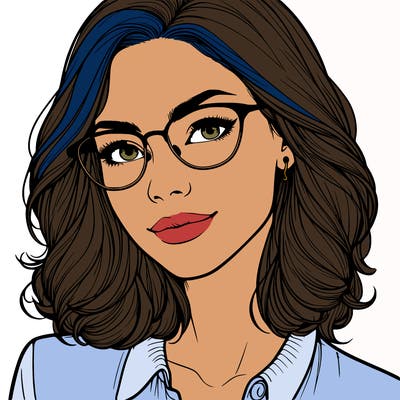 realistic woman with glasses