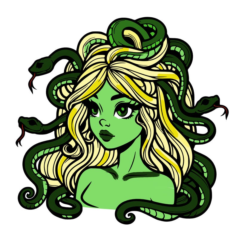 realistic medusa with snakes in her hair