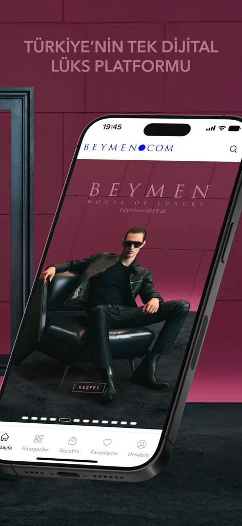 The Beymen mobile app interface displaying a high-end men's fashion collection