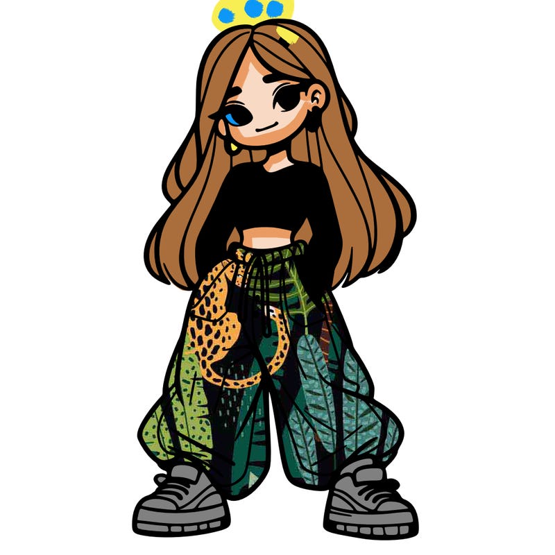 girl in crop top and baggy pants
