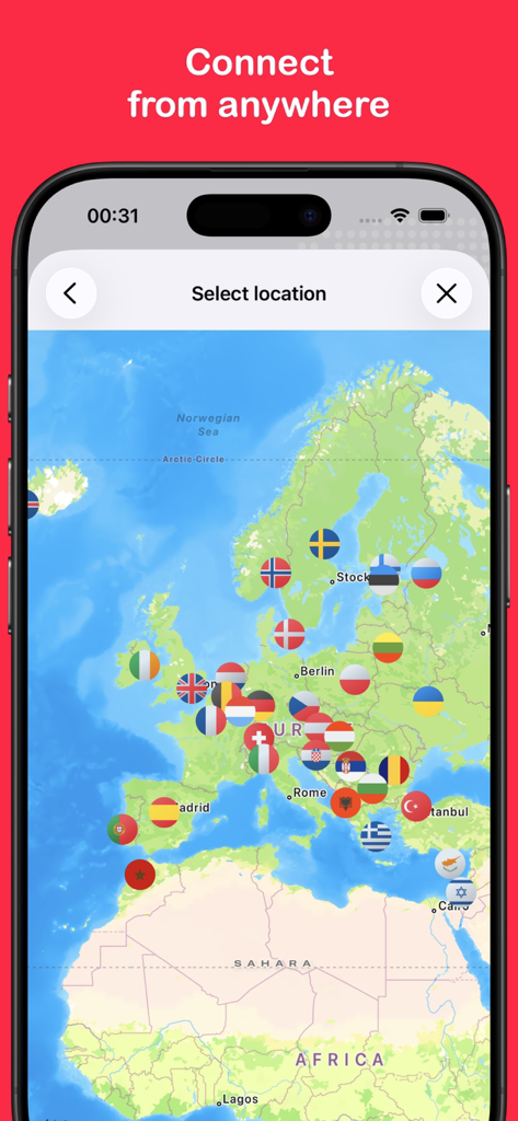 SwizzVPN: Super Fast VPN Proxy - SwizzVPN app interface showing global server locations on a map.