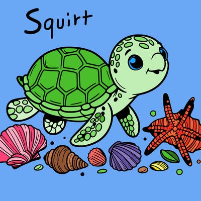 sea turtle and sea shells