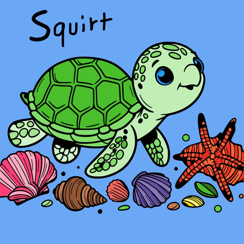 sea turtle and sea shells