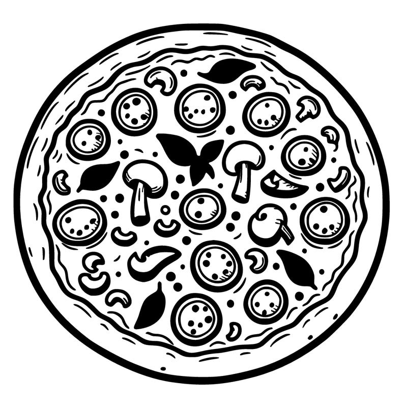 pizza, simple, easy to color