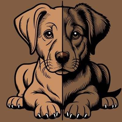 realistic dog split picture