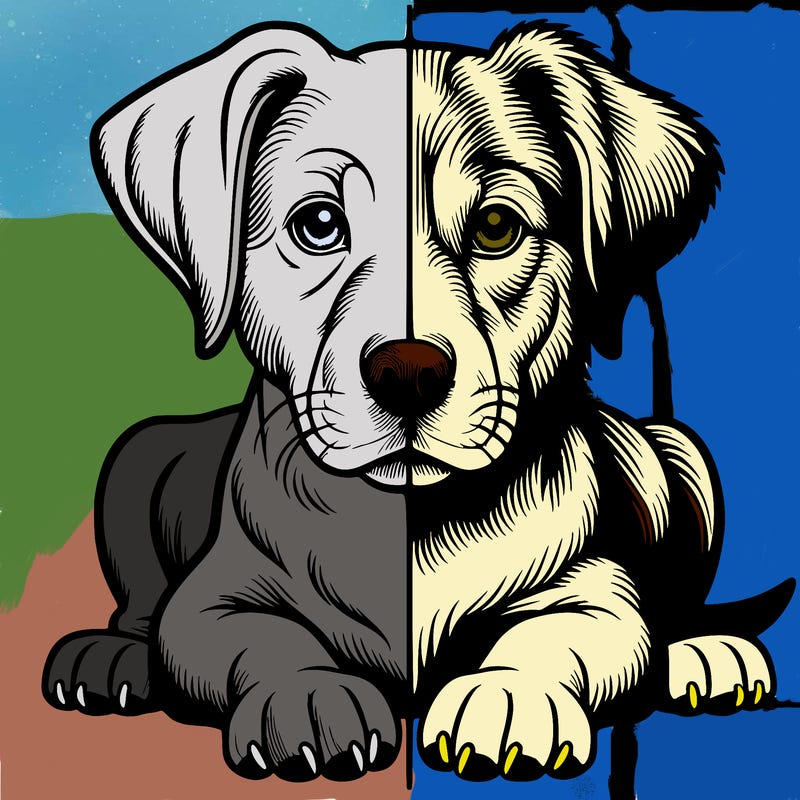 realistic dog split picture