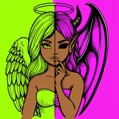 realistic angel half demon