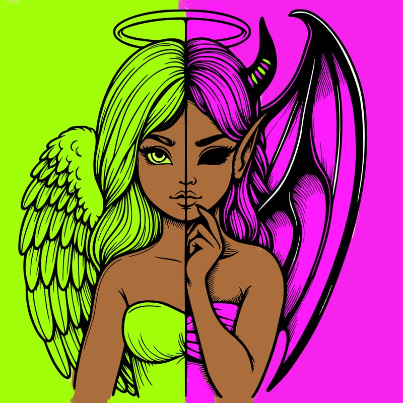 realistic angel half demon