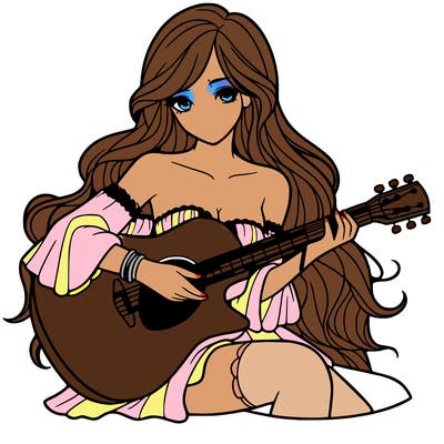 beautiful girl playing the guitar