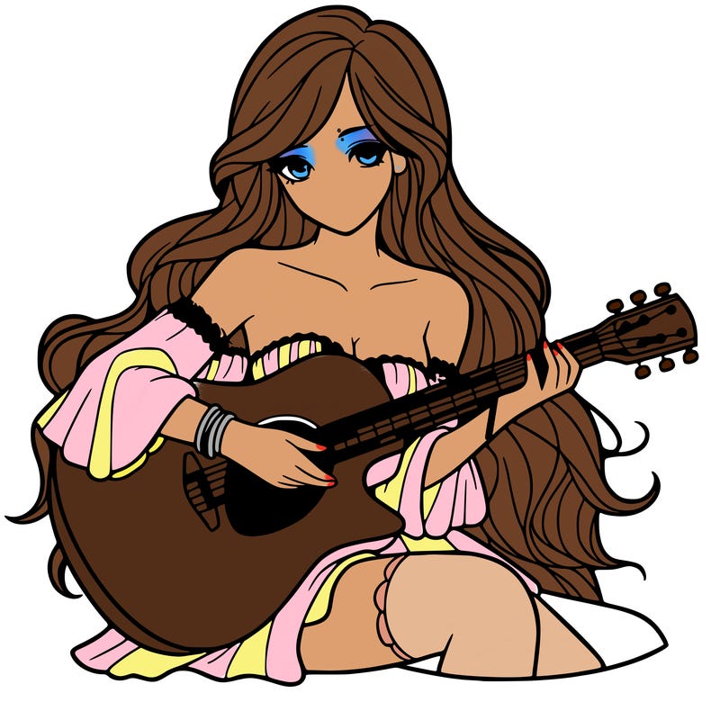 beautiful girl playing the guitar