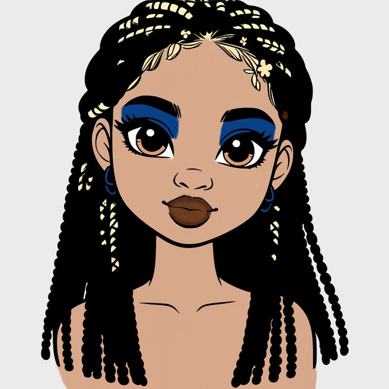 a realistic black girl with braids
