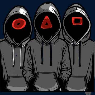 3 faceless people in  hoodies