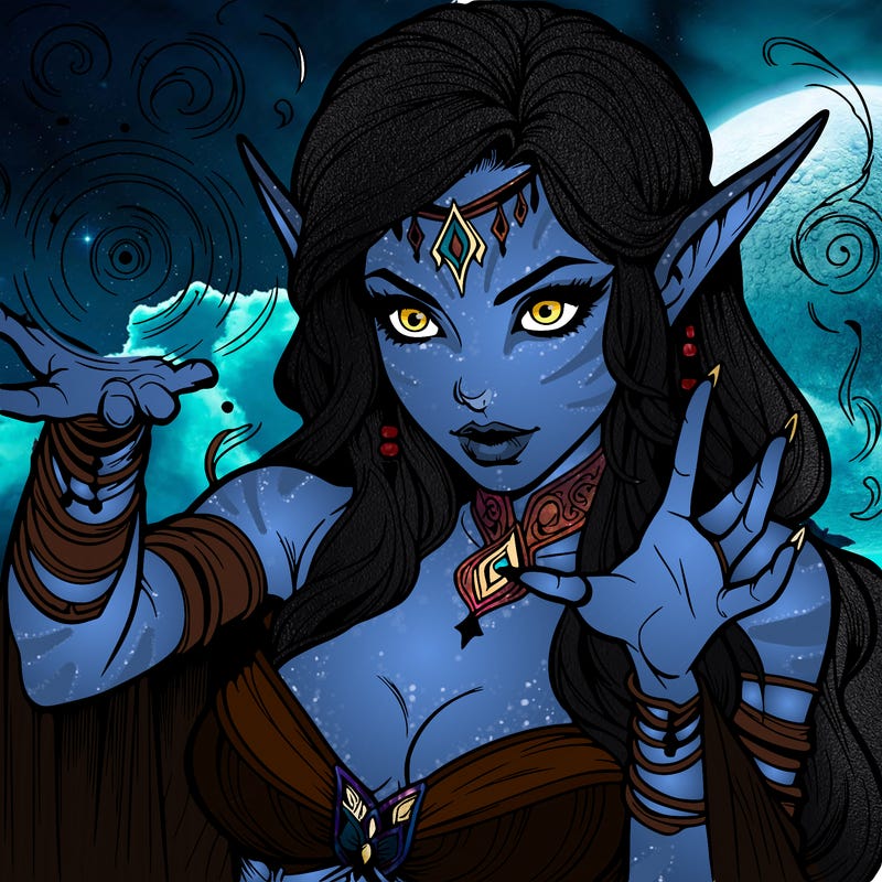 realistic scary beautiful elf sorceress casting spell