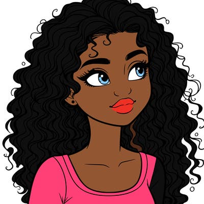 realistic girl with curly hair