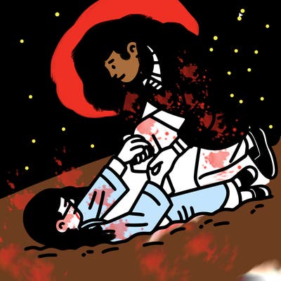 a person helping another person get up from ground