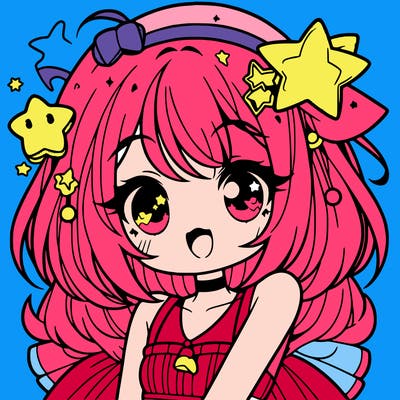 cute anime girl with star accessories