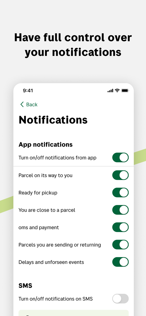 Bring Tracking - Benachrichtigungseinstellungen der Bring Tracking App für Paket-Updates und Alarme