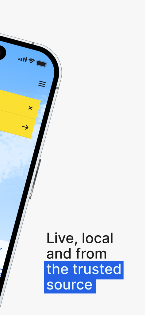BOM Weather app screen featuring the tagline Live local and from the trusted source.