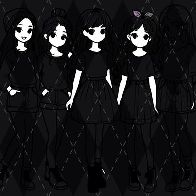 a group of five girls