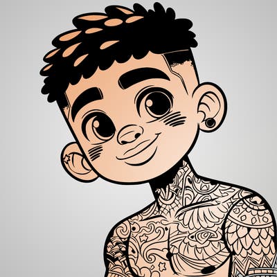 black boy with tattoos