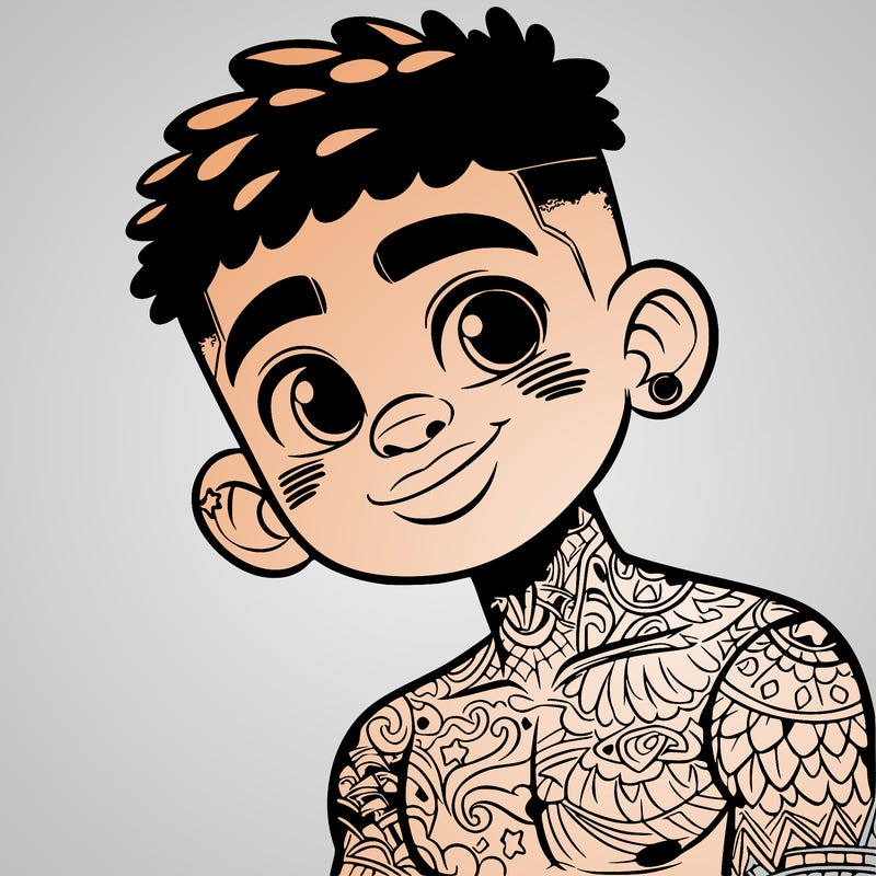 black boy with tattoos