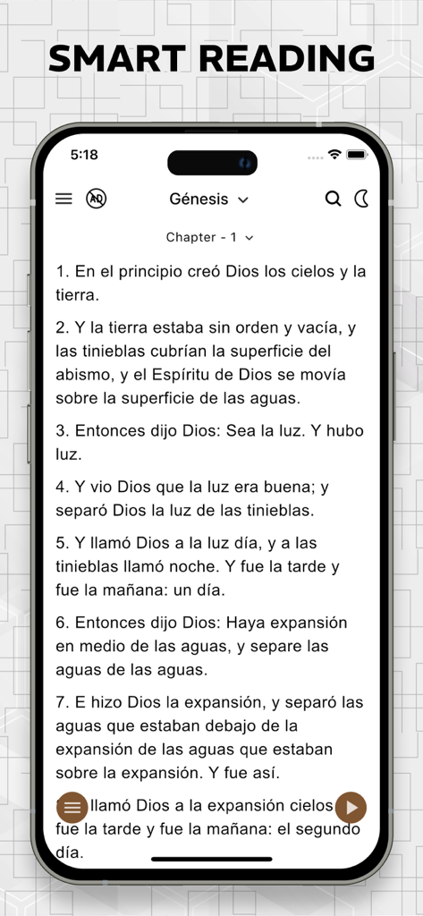 La Biblia de las Américas LBLA - Spanish LBLA Bible app interface showing Genesis chapter one