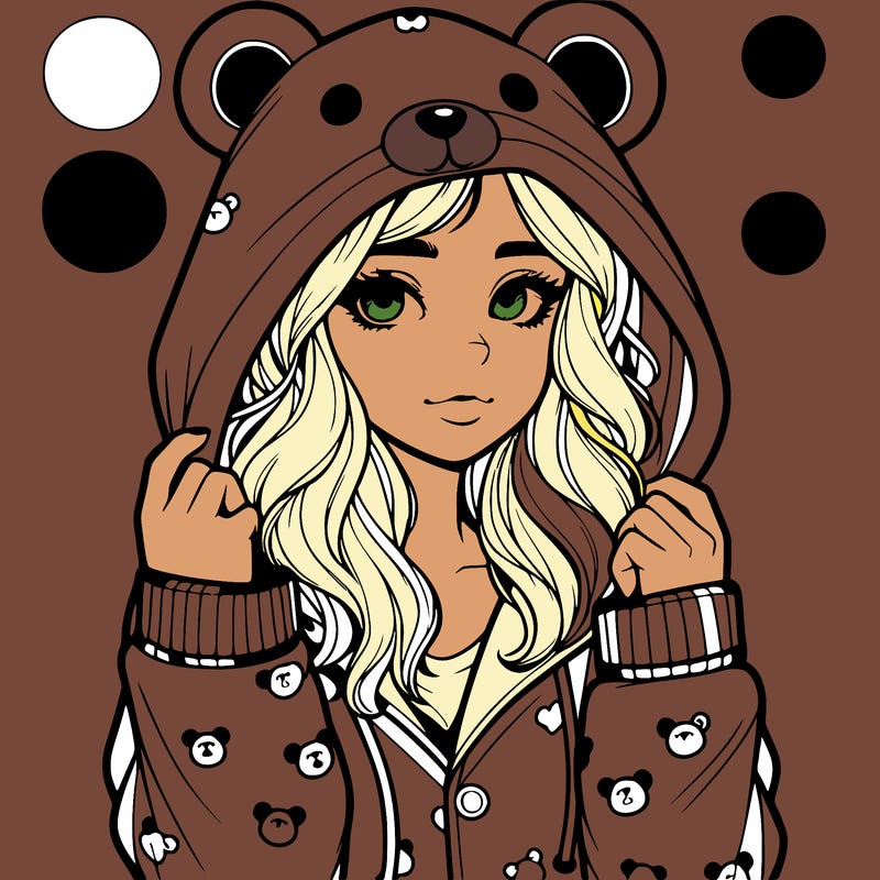 realistic girl in a animal pjs hoodie